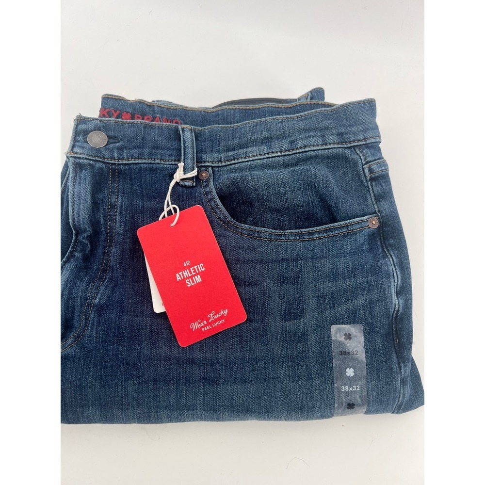 Lucky Brand 412 Athletic Slim Jeans Mens 38x32 Medium Wash Blue Denim NWT